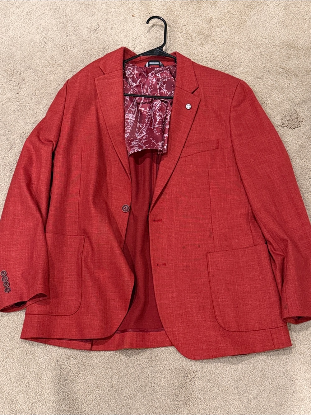 Nautica Red Textured Sport Coat Blazer